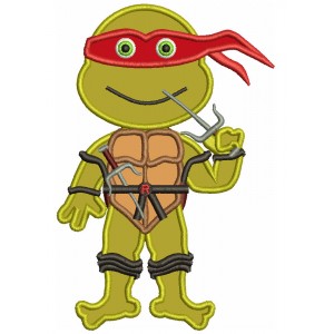 Raphael Teenage Ninja Turtle Applique Machine Embroidery Design Digitized Pattern